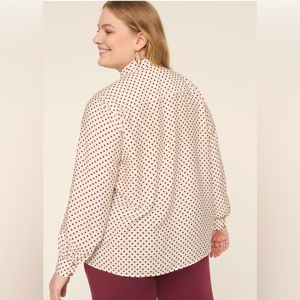 Lane Bryant Cream Blouse with Red Dots - Picture 3 of 6